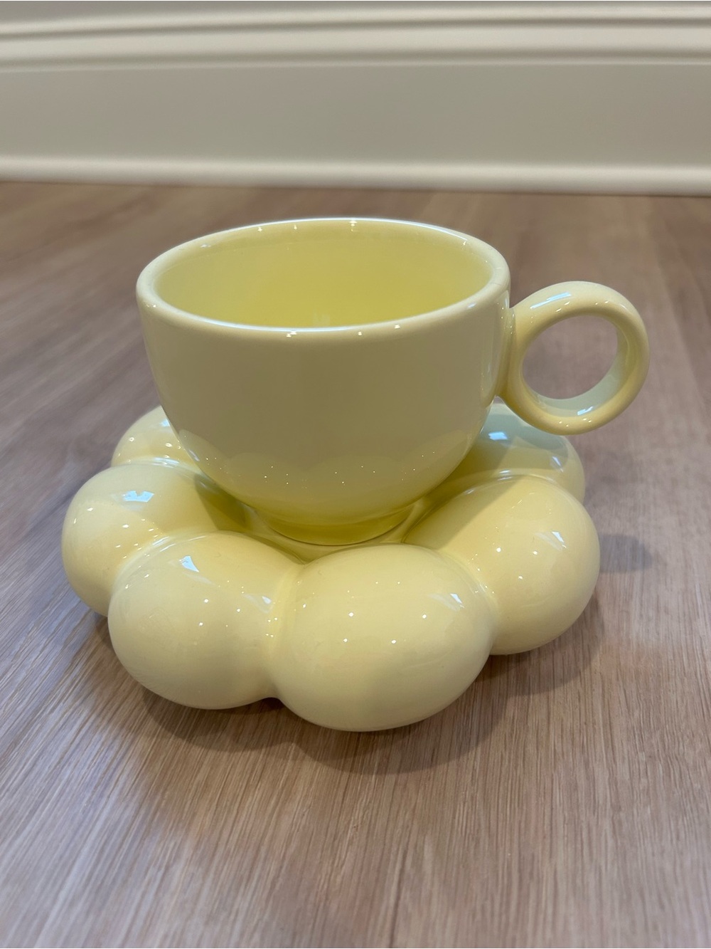Mellow Yellow Ceramic Bubble Cup and Saucer Set